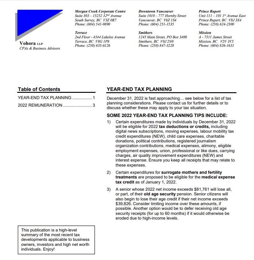 2022 Tax Planning Checklist